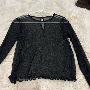 Hollister Glittery See Through Long Sleeve Top
